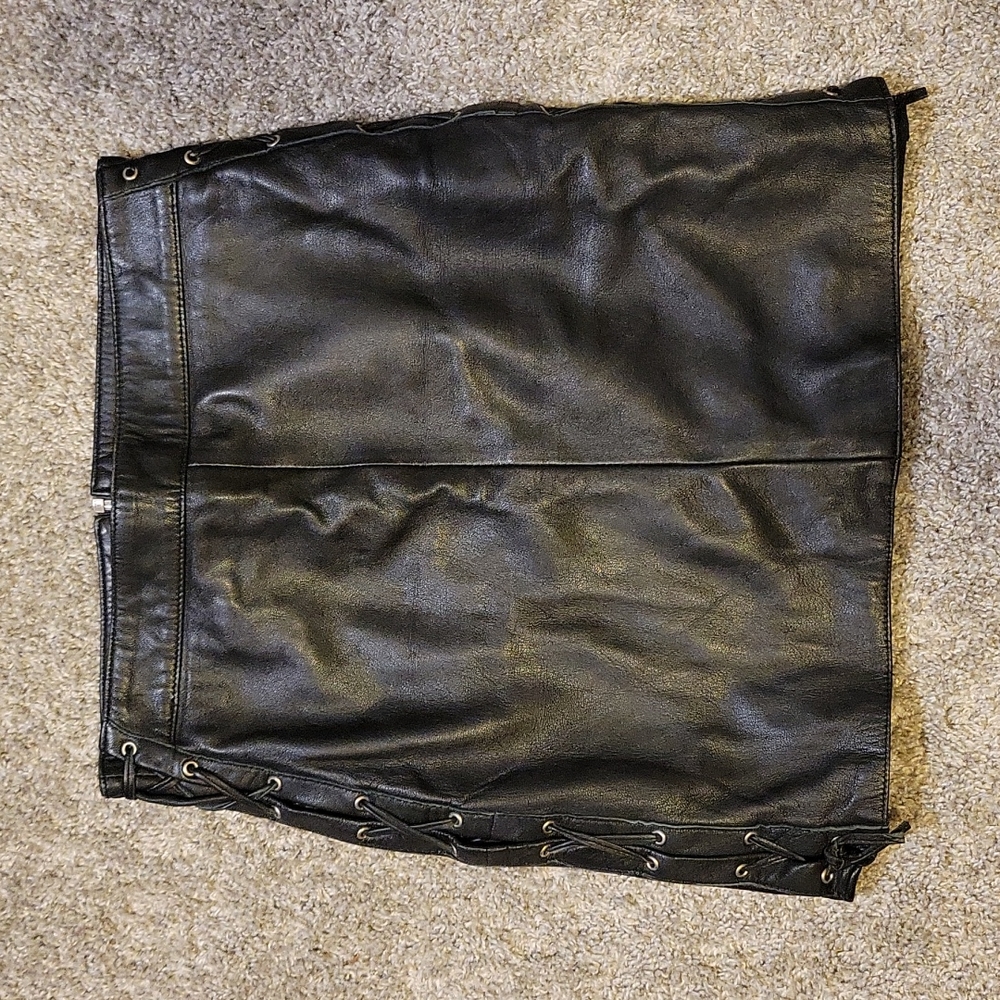 Leather mini skirt